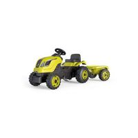 tractor infantil con pedales farmer xl verde muy resistente con remolque smoby