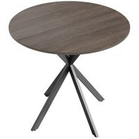 homcom mesa redonda de comedor para 2 personas con patas de acero cruzadas o80x75 cm marron
