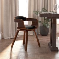 silla de comedor  silla de mesa  silla de cocina de cuero sintetico y madera curvada negro cfw989874