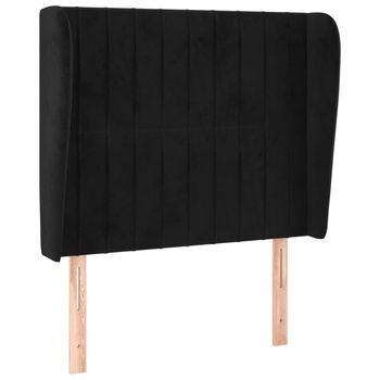 Cabecero，cabecero Cama，panel De Cabecera Con Orejas De Terciopelo Negro 83x23x118/128 Cm