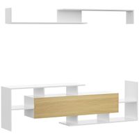 mueble de television 1536x25x42 cm blanco y natural