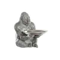 figura resina 38x55x52 gorila plateado