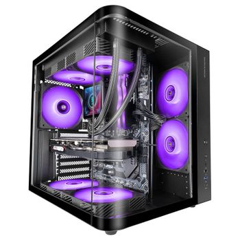 Mars Gaming MC-CURV Caja Gaming Atx Triple Cristal Templado Curvado Doble Cámara USB-C Negro