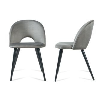 Juego De 2 Sillas De Comedor Karijoki Terciopelo 77x50x55 Cm Gris Y Negro [en.casa]