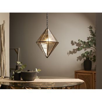 Lampara Techo Flora Rombo Cristal Decorado/estaño 30dx40 Cms