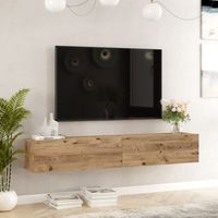 mueble tv suspendido lapinlahti 180x32x30 cm - efecto roble rustico encasa