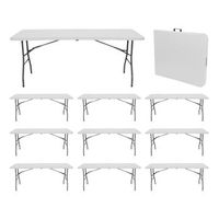 megapack 10 mesas plegables portatiles resina 240cm blanco 7house