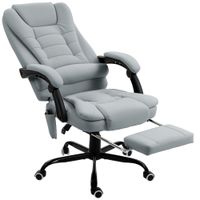 vinsetto sillon de oficina con masaje silla de oficina con altura regulable respaldo reclinable y mando a distancia por cable gris   aosom espana