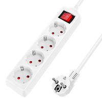 aigostar regleta alargador de 4 enchufes con cable de 5 metros e interruptor color blanco