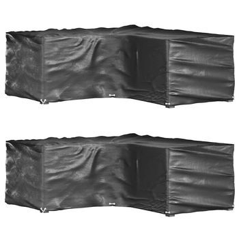 Fundas Muebles Jardín Forma De L 2 Uds | Cubiertas Muebles Jardín 16 Ojales 215x215x70 Cm Cfw21593