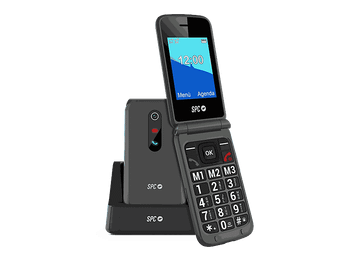 Móvil - SPC Stella 3, 4G, Para mayores, Teclas grandes, Botón SOS, Compatible audífonos, Volumen 103dB, Radio FM, Linterna, Base de carga, Negro