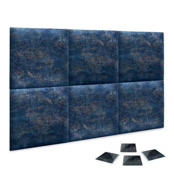 Dhome Juego De 6 Paneles Tapizados De Tela De Lujo Pack Autoadhesivos Para Pared Acústicos Absorbentes Protección (luxurious Blue, 50x30cm, X6)