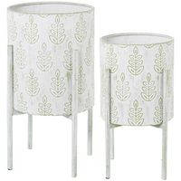 set 2 maceteros blanco y verde