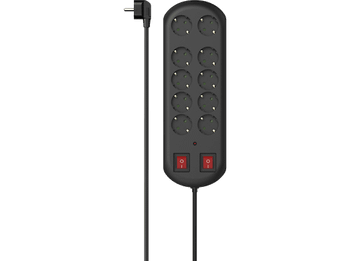 Regleta - Hama Home, 10 Enchufes, 3 Cables, 230 V, Protección contra sobretensión, Negro