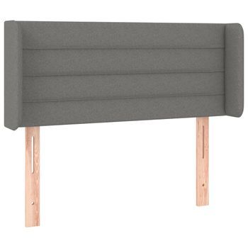 Cabecero Cama Mueble De Dormitorio Con Luces Led De Tela Oscuro 93 X 16 X 78/88 Cm Gris M02_0002219