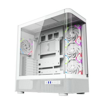 Torre XYZ Quantum Doble Cristal Curvo 4xVortex A-RGB ATX/420mm Líquida USB-C Negro/Blanco