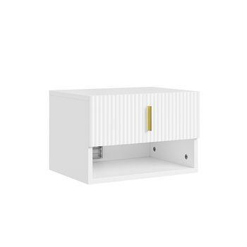 Sobuy Mesita De Noche Blanca Con Cajón Y Estante Abierto Led 40x30x26 Cm 20 Kg Fbt176-e-w