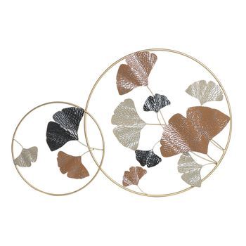 Decoracion Pared Metal 103,5x7x67 Hojas Terracota
