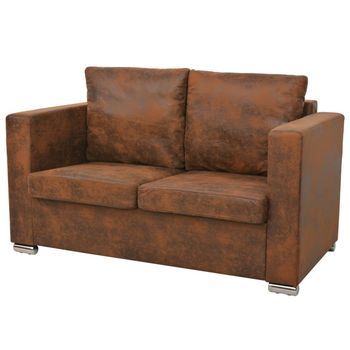 Sofá De 2 Plazas De Cuero Artificial De Ante 137x73x82 Cm Vidaxl