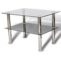 mesa de centro 65x45x43 cm vidrio - plateado