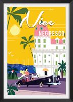 cartel vacaciones en niza con marco negro 40x60 cm