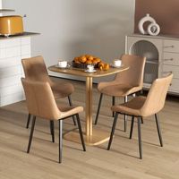 mesa de comedor de madera de caucho homcom 70x70x75 cm-madera natural
