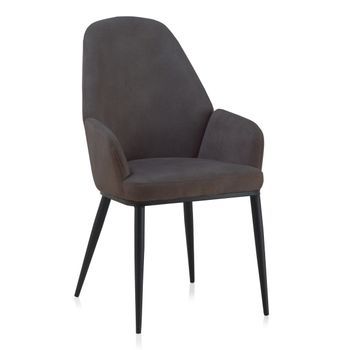 Sillón Tapizado Gris Oscuro Con Patas  Metal Lote De 2 Uds