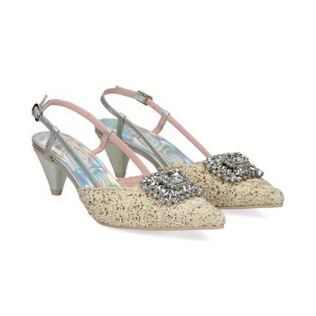 Ras Zapatos De Tacón Medio Mujer - Beige Talla 38