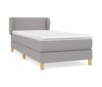cama box spring con colchon tela gris claro 100x200 cm diseno plano