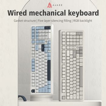 Teclado mecánico AJAZZ AK980, interruptores rojos intercambiables en caliente, versión Retro/negra/roja con cable, relleno silencioso de cinco capas, retroiluminado