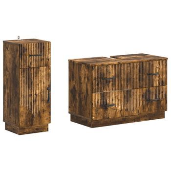 Juego De Gabinete De Baño De 2 Piezas Hoorn Roble Ahumado Vidaxl