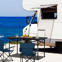 mesa de camping plegable de aluminio para 4-6 personas con bolsa de transporte 95x55x50 cm negro