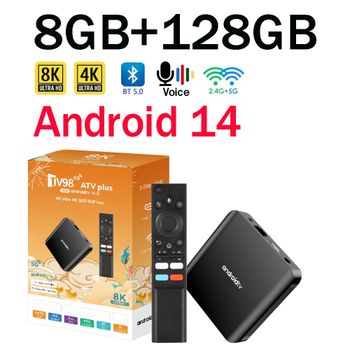TV98 ATV Plus TV Box 8GB 128GB Android14 Allwinner H313 Quad Core 4G 5G Dual Wifi BT5.0 Control de Voz Inteligente HD 4K 8K TV Box iptv