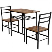 homcom conjunto mesa de comedor con 2 sillas mesa de cocina con sillas para 2 personas armazon de metal marron   aosom espana