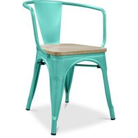 silla de comedor con reposabrazos - diseno industrial - madera y acero - nueva edicion - s