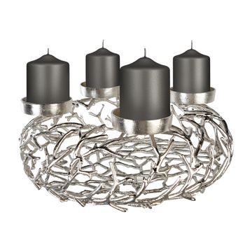 Gilde Candelabro De Adviento Twigs Plata Antigua H. 20 Cm