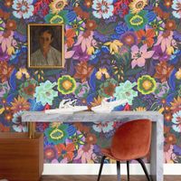 papel pintado floral papel autentico 200x280cm 8 hojas