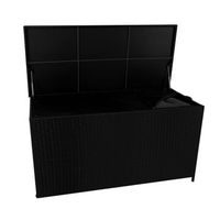 baul jardin ratan 700l negro impermeable con ruedas y tapa hidraulica