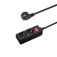 aigostar regleta de enchufes con 2 tomasregleta alargador con cable de 3 metros e interruptornegro