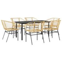 juego de comedor de jardin 7 piezas  mueble de jardin ratan pe marron