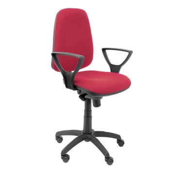 Silla De Oficina Ergonómica Con Mecanismo Sincro Y Regulable En Altura - Asiento Y Tejido Tapizado En Tejido Bali Color Granate (brazos Fijos