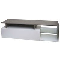 mueble para tv con dos grandes compartimentos de almacenamiento con puertas 47x170x40 cm mdf aspecto cemento blanco 040007856