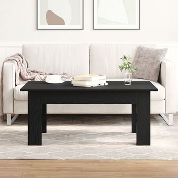 Mesa De Café Negra De Roble De 100x60x42 Cm V8711 Unico / Negro