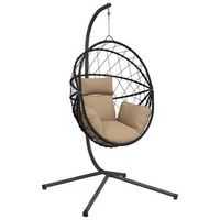 sillon  silla colgante huevo con soporte tela y acero gris taupe