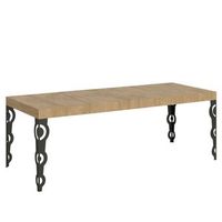 mesa extensible karamay premium 200304x90 cm roble natural con patas antracita