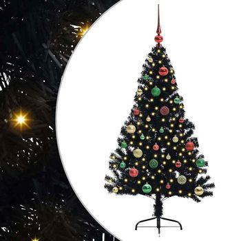 Árbol De Navidad | Decoraciones De Navidad Artificial Preiluminado Negro 150 Cm Pvc
