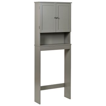 Armario De Baño De Pie De Mdf Con Estantes Estilo Tradicional Gris Atjoni