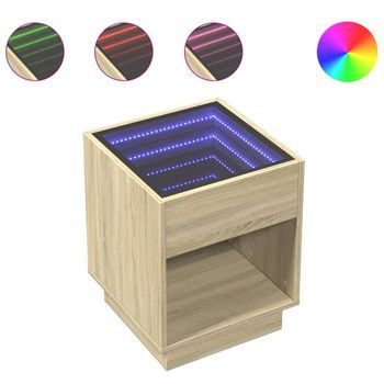 Mesita De Noche Con Infinity Led Roble Sonoma 40x40x50 Cm Vidaxl