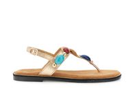 sandalias de dedo de piel con piedras gold