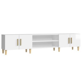 Mueble Tv | Mueble De Salón | Mesa De Tv Madera Contrachapada Blanco Brillo 180x31,5x40 Cm